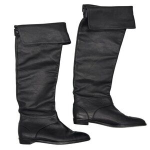 Diane Von Furstenberg DVF Black Leather Knee High Boots - Size 5